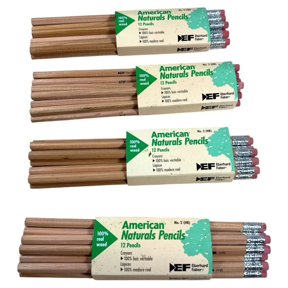 Vintage Eberhard Faber Naturals No.2 HB Pencils Box of 48 NOS USA Cedar Wood